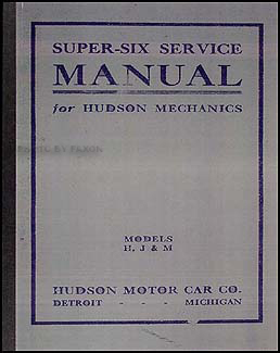 1916-1923 Hudson Super Six Shop Manual Reprint 