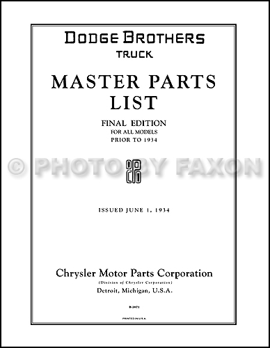 1921-1933 Dodge & Graham Truck Parts Book Reprint
