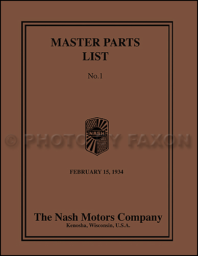 1925-1933 Nash Parts Book Reprint -all EXCEPT Advanced Special Six