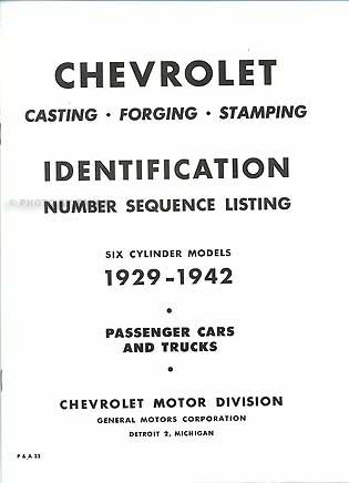 ID 19291942 Chevy Parts book of Casting Forge Stamp numbers