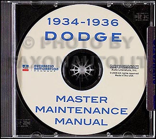 1934 1935 1936 Dodge Shop Repair Manual on CD-ROM