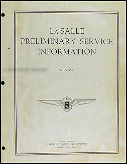 1935 La Salle Preliminary Repair Manual Original 