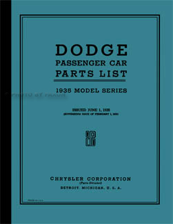 1935 Dodge Car Parts Book Reprint