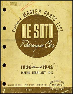 1936-1942 DeSoto Master Parts Book Original De Soto