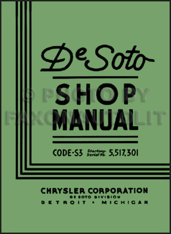 1937 De Soto Shop Manual Reprint 