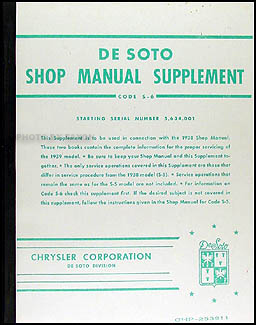 1939 DeSoto Shop Manual Supplement Reprint