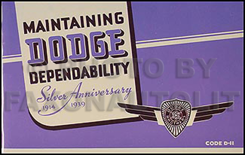 1939 Dodge Car Owner's Manual Reprint
