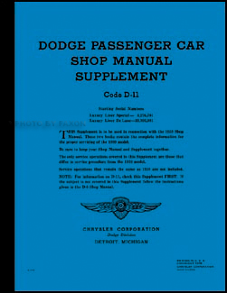 1939 Dodge Car Shop Manual Reprint Supplement 