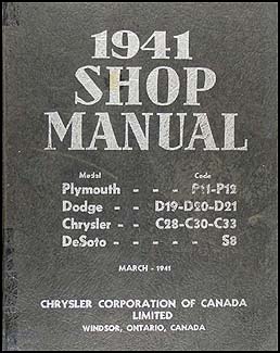 1941 Plymouth Dodge Chrysler DeSoto CANADIAN Repair Shop Manual Original 