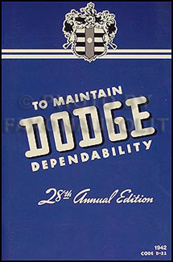 1942 Dodge Car Owner's Manual Reprint