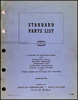 1930-1944 MoPar Nuts and Bolts Parts Book Original