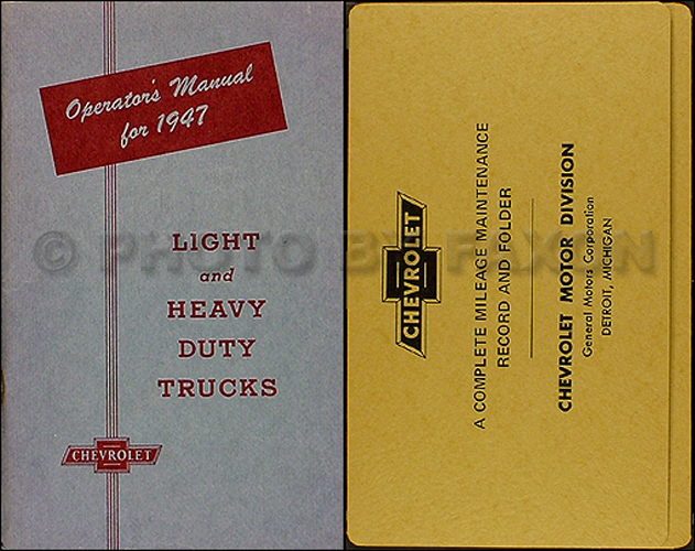 1947 Chevrolet Pickup Truck Reprint Owner's Manual Package