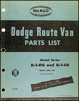 1948-1949 Dodge Route Van Parts Book Original 