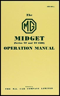 1954-1955 MG Midget TF Owner's Manual Reprint
