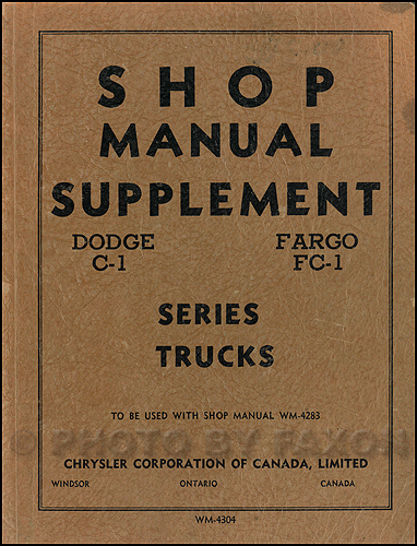 19541955 Dodge Truck Fargo CANADIAN Repair Manual Original