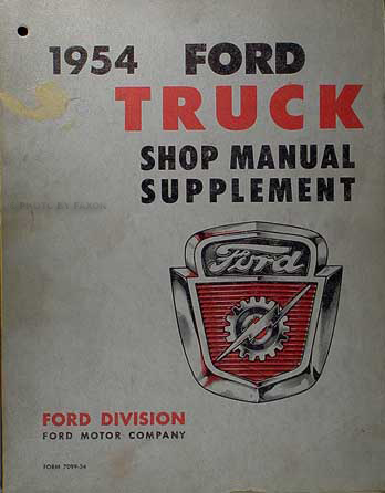 1954 Ford Pickup Truck Shop Manual Original Supplement