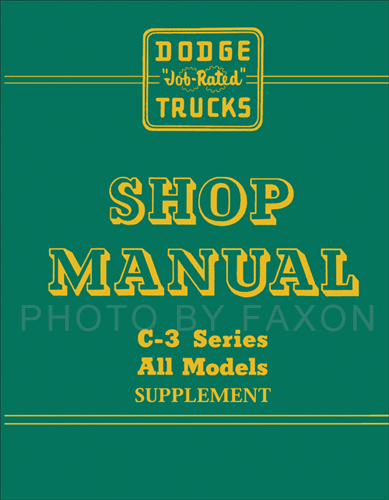 19551956 Dodge C3 Pickup Truck Shop Manual Reprint Supplement