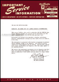 1959 DeSoto Shop Manual Reprint Supplement