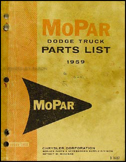 1959 Dodge Pickup and Truck Parts Book Original