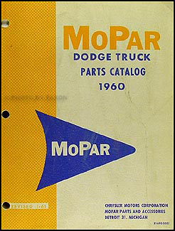 1960 Dodge Pickup and Truck Parts Book Original