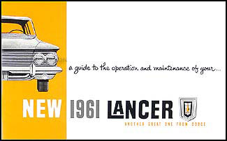 1961 Dodge Lancer Reprint Owner's Manual 61 170/770