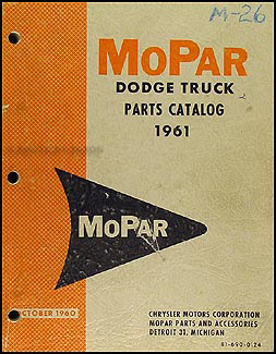 1961 Dodge Pickup and Truck Parts Book Original 