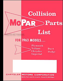 1963 MoPar Body Collision Parts Book Reprint