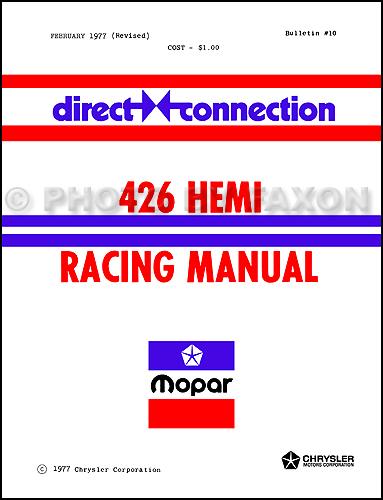 19641971 Direct Connection 426 Hemi Racing Manual Reprint Dodge and 