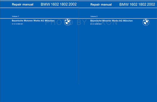 19661976 BMW 1502 1600 1800 2000 2002 Repair Shop Manual Reprint 2 Vol Set