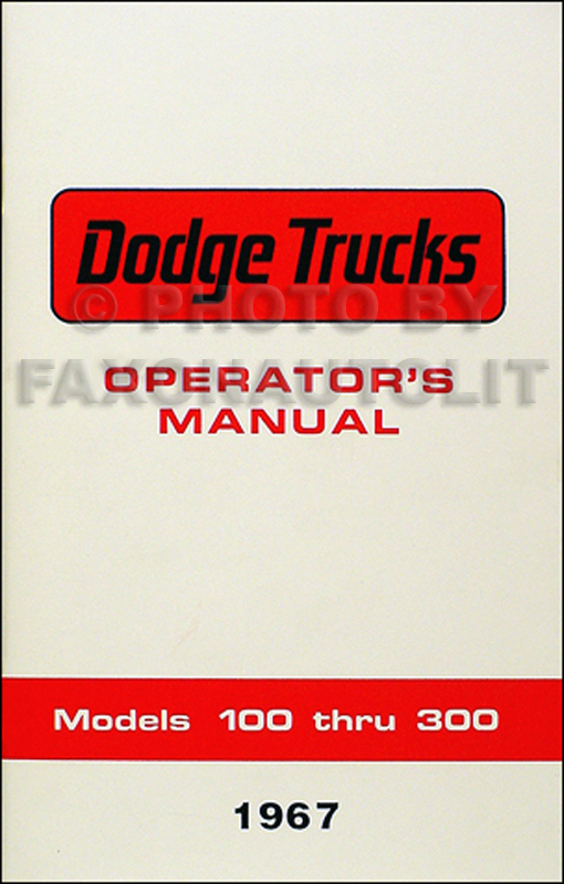1967 Dodge 100300 Truck Owner Manual Pickup Panel 