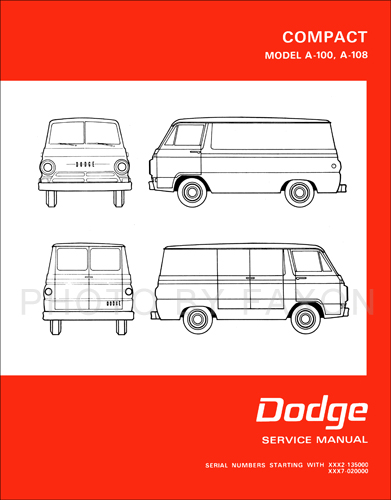 1968-1970 Dodge A-100 & A-108 Van Repair Manual Reprint