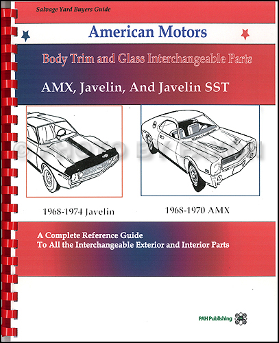1968-1974 AMX and Javelin Body, Trim and Glass Parts Interchange Book Reprint