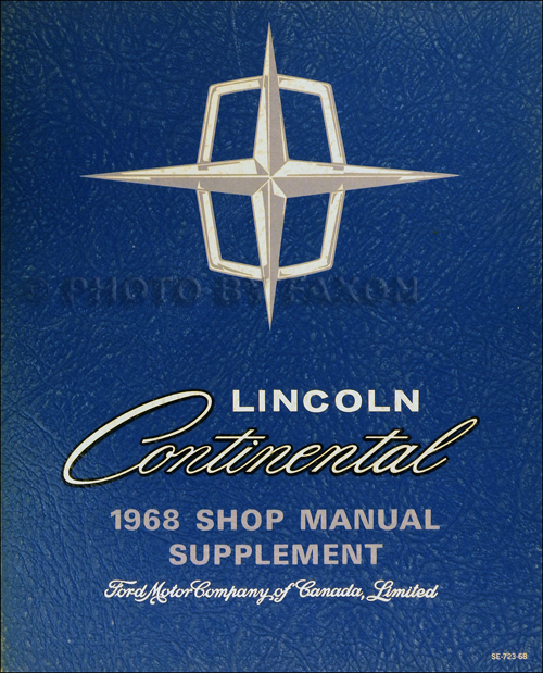 1968 Lincoln Continental Repair Shop Manual Original Supplement Canadian 