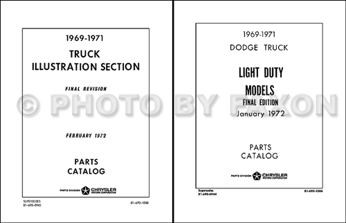 1969-1971 Dodge Truck and Van Illustrated Parts Book Reprint Set