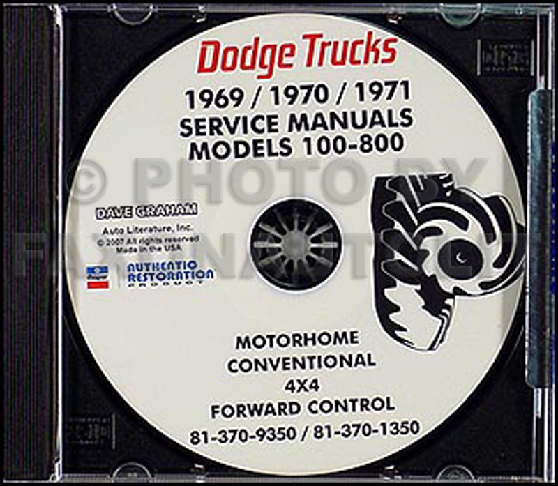 1969-1971 Dodge Truck CD-ROM Shop Manual for trucks & pickup 69-71 