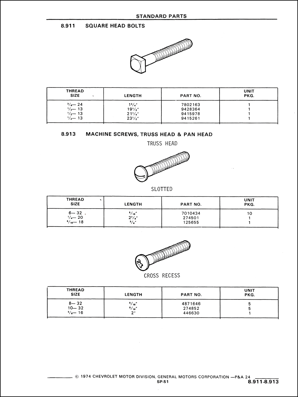 19691974 Chevrolet Standard Parts Catalog Reprint