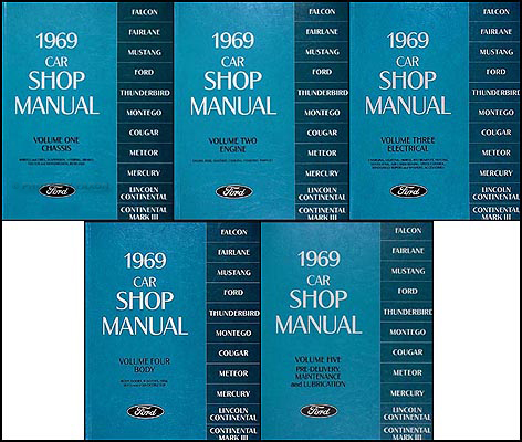 1969 Ford Lincoln Mercury Repair Shop Manual Reprint 5Volume Set All Cars