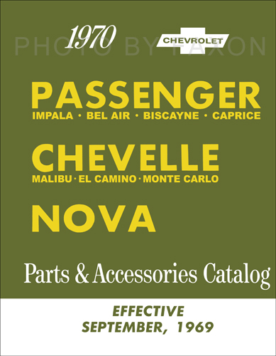 1970 Chevrolet Car Parts Book Reprint