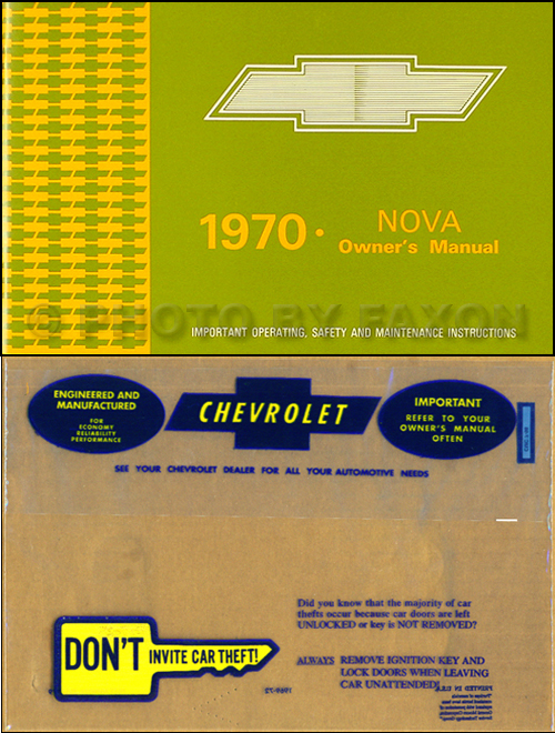 1970 Chevrolet Nova SS Owner's Manual Package Reprint 70