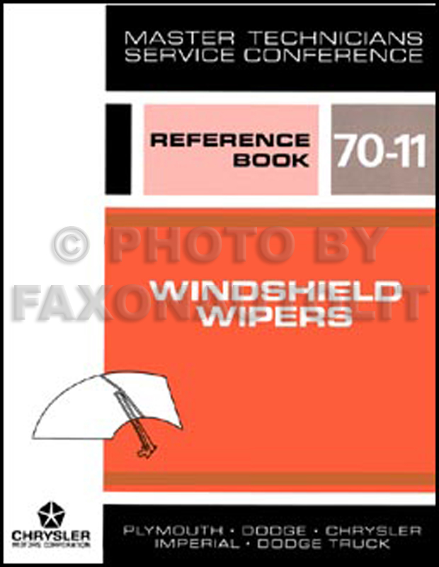 1970 MoPar Windshield Wipers Service Training Manual Reprint 