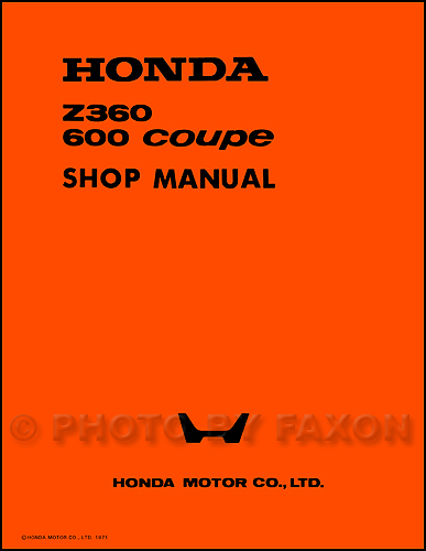 1971-1972 Honda Z360 600 Coupe Repair Manual Reprint 