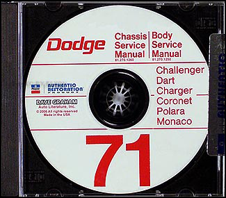 1971 Dodge Car Repair Manual on CD-ROM for all models