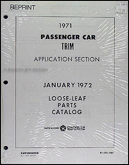 1971 Mopar Trim Catalog Reprint -- All Models