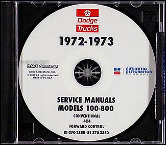 1972-1973 Dodge 100-800 Truck CD-ROM Shop Manual 