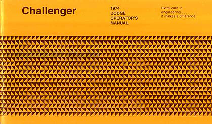 1974 Dodge Challenger Reprint Owner's Manual