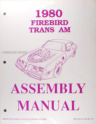 1980 Pontiac Firebird Assembly Manual Turbo Trans Am Formula Esprit