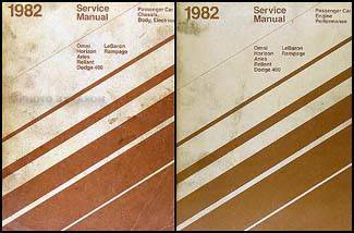 1982 FWD Repair Shop Manual 2 Volume Set Omni Horizon Aries Reliant Rampage