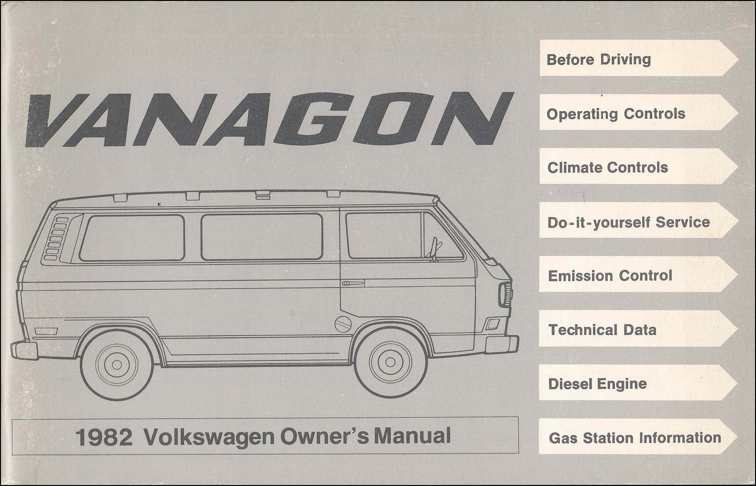 1982 Volkswagen Vanagon Owner's Manual Original