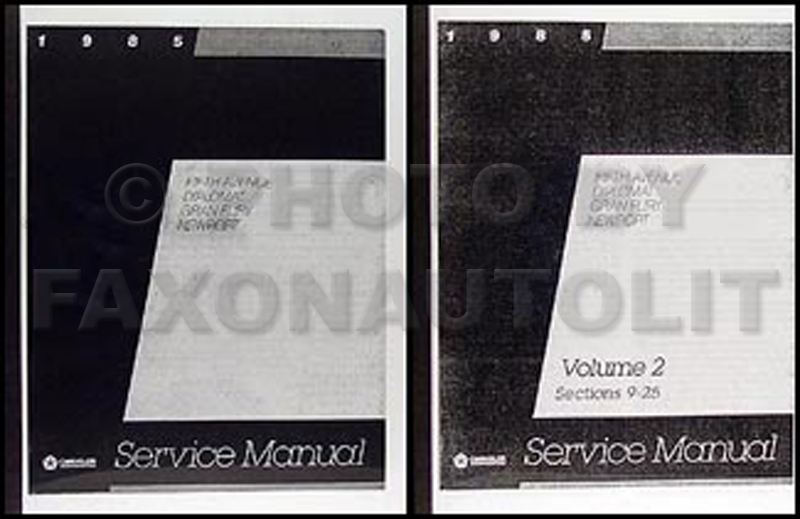 1985 RWD Repair Shop Manual Reprint - Diplomat Gran Fury Fifth Avenue Newport