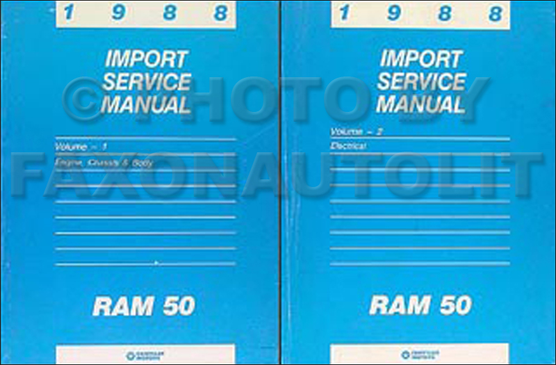 1988 Dodge Ram 50 Truck Shop Manual Original 2 Volume Set 